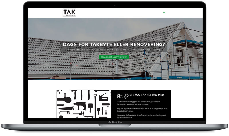 Tak & Byggbolaget AB hemsida