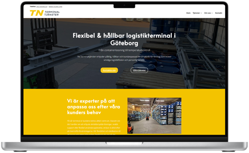 Exempel på webbplats inom logistikbranschen – TN Terminaltjänster.